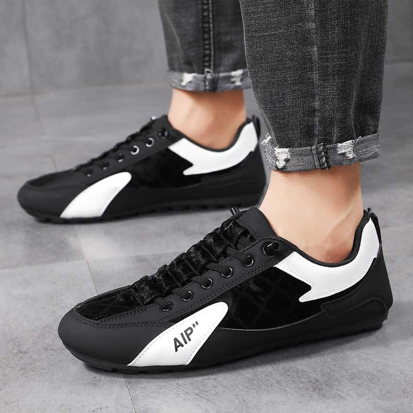 Black pattern & check casual shoe sneaker | Mens sneakers trainers ...