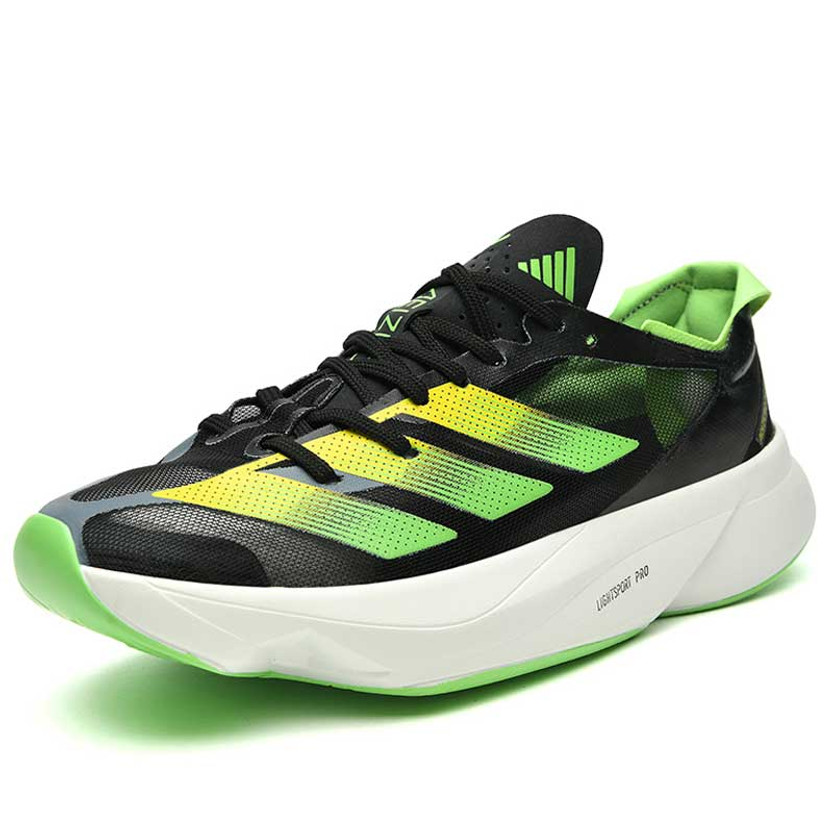Men's green stripe logo pattern sport shoe sneaker 01