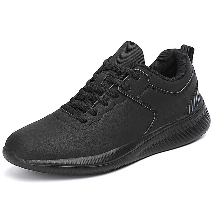 Men's black back stripe pattern sport shoe sneaker 01