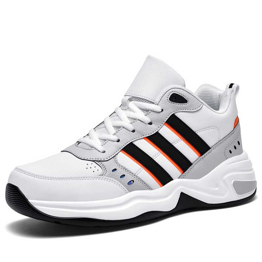 Men's white triple stripe sport shoe sneaker 01