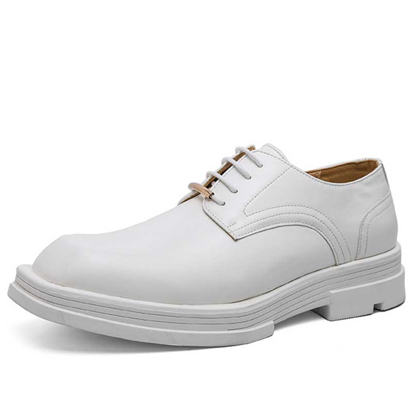 Men's white square toe derby dress shoe 01