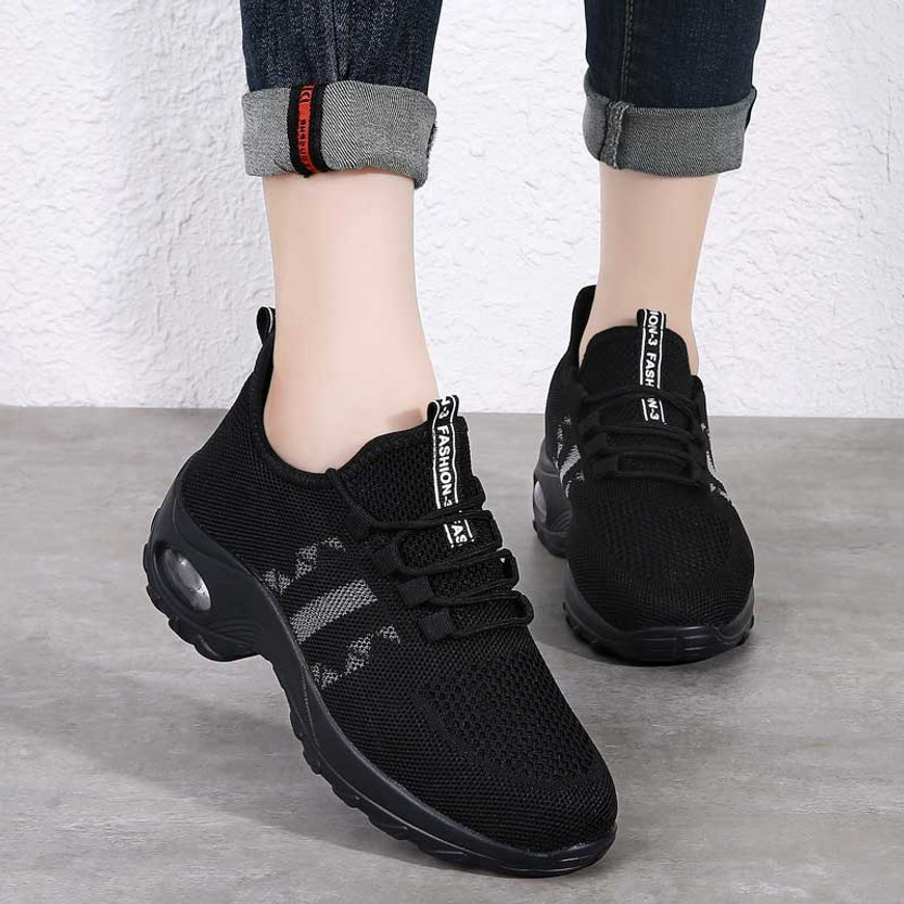 Black stripe accents double rocker bottom shoe sneaker | Womens rocker ...