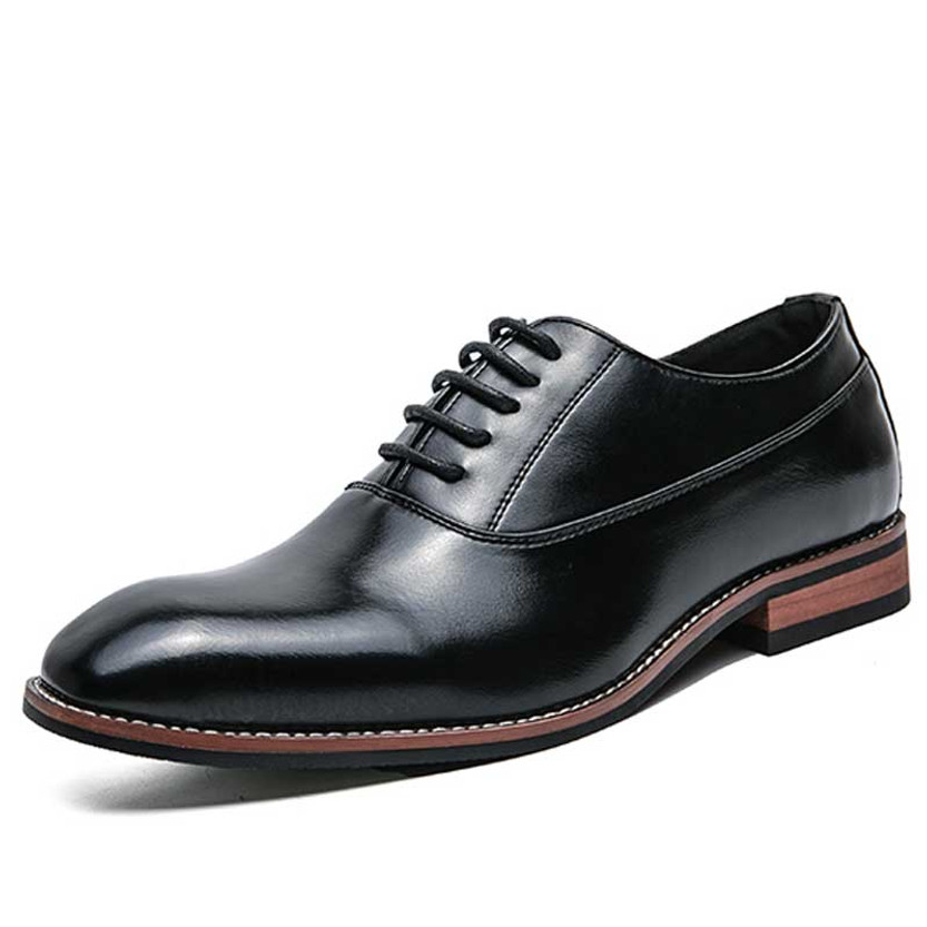 Men's black retro sewn accents oxford dress shoe 01