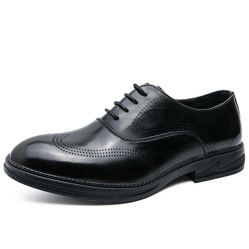 Men's black retro brogue oxford dress shoe 01