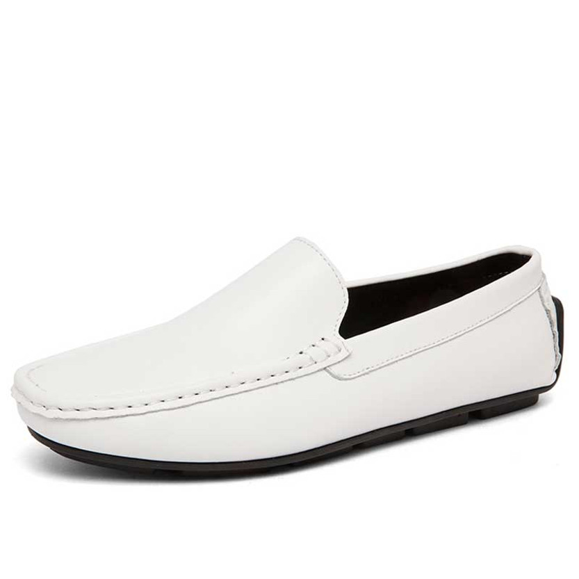 Men's white causal plain slip on shoe loafer 01