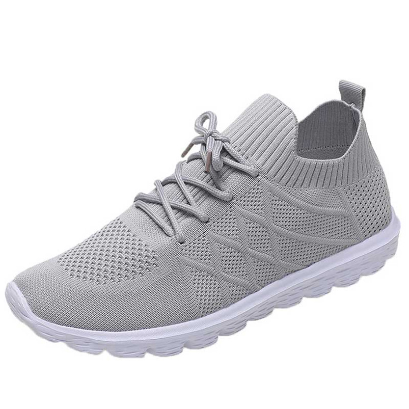 Women's grey flyknit stripe texture casual shoe sneaker 01