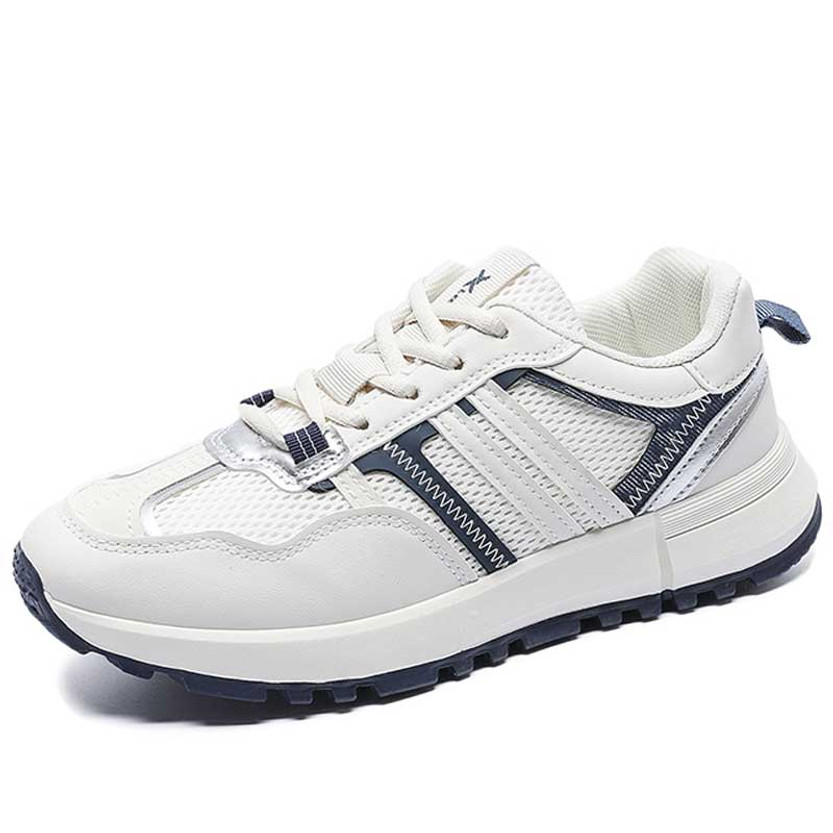 Women's white stripe wave accents casual shoe sneaker 01