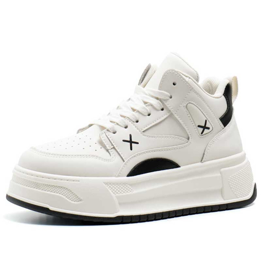 Women's beige black casual cross pattern shoe sneaker 01