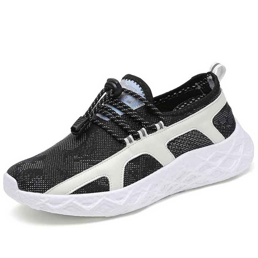 Women's black pattern cloth casual shoe sneaker 01