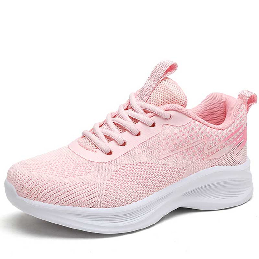 Women's pink flyknit pattern stripe & print shoe sneaker 01