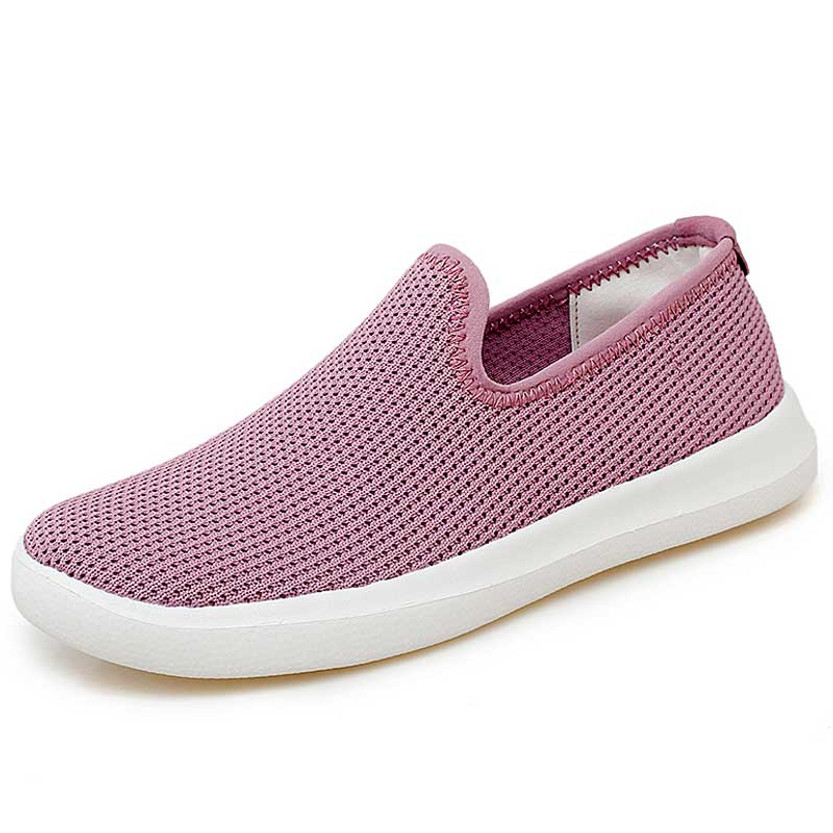 Women's purple flyknit simple plain casual slip on shoe sneaker 01