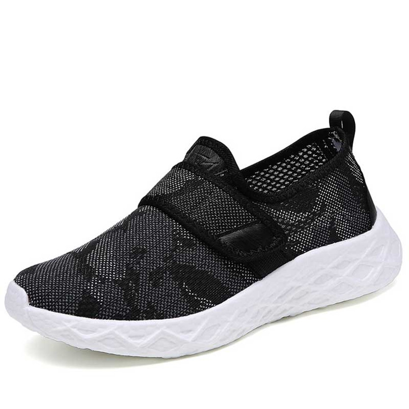 Women's black camo pattern & strap slip on shoe sneaker 01