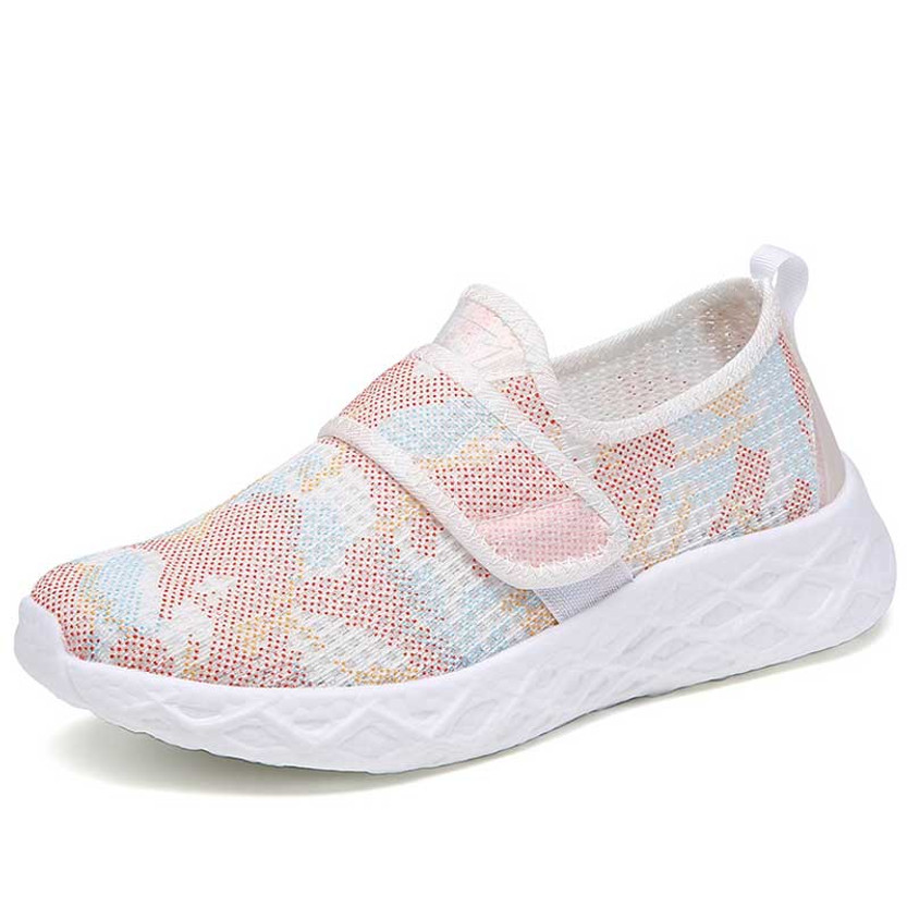 Women's pink camo pattern & strap slip on shoe sneaker 01