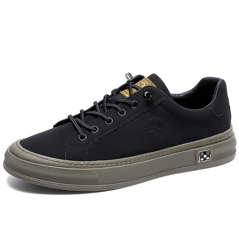 Men's black pattern & label print casual shoe sneaker 01