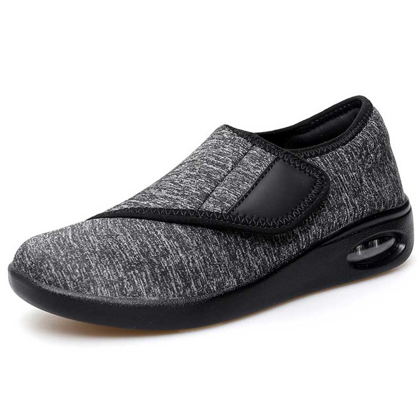 Women's black mesh stripe texture Velcro slip on shoe sneaker 01