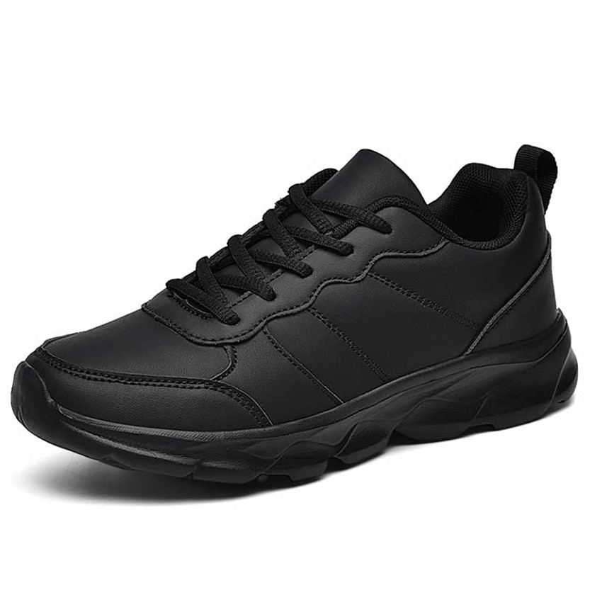 Women's black plain color block casual sport shoe sneaker 01