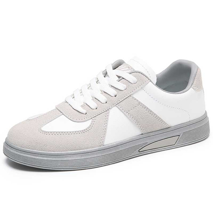 Women's grey casual patterned lace up shoe sneaker 01
