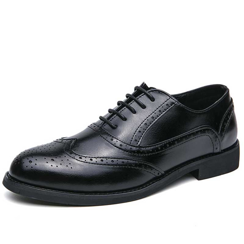 Men's black wingtip brogue oxford dress shoe 01