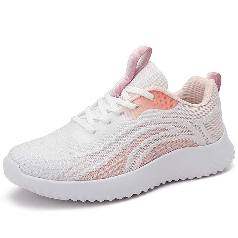 Women's pink flyknit stripe texture pattern sport shoe sneaker 01