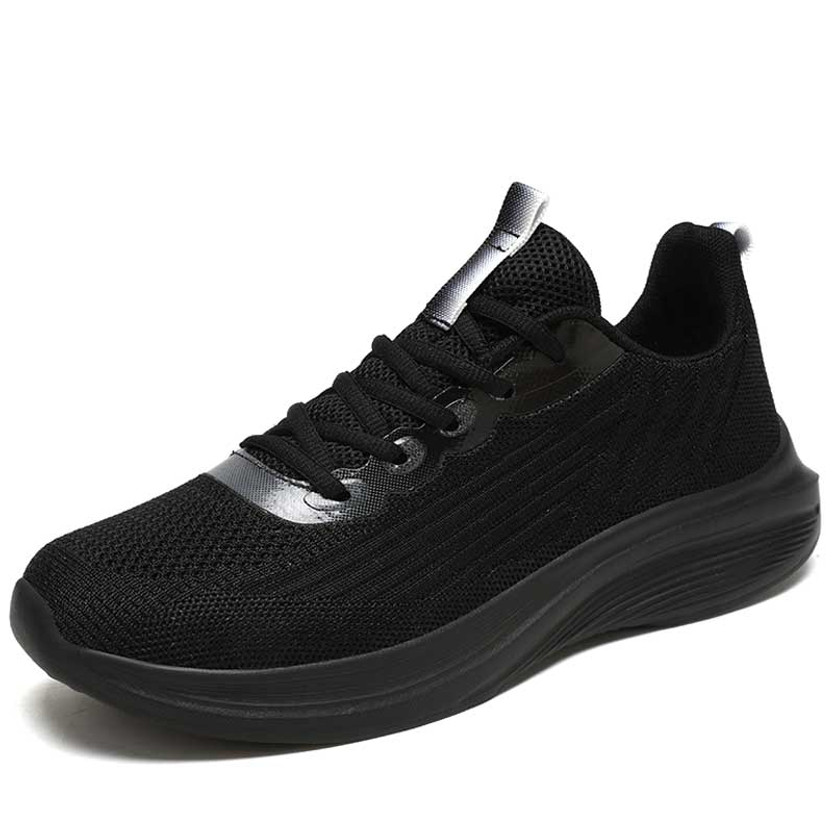 Women's black flyknit stripe texture pattern sport shoe sneaker 01