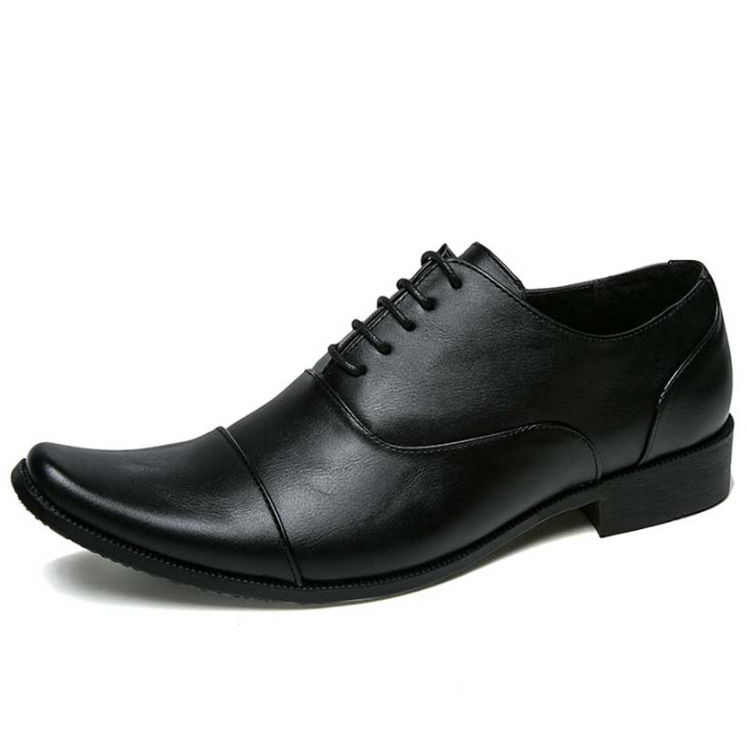 Men's black retro square cap toe oxford dress shoe 01