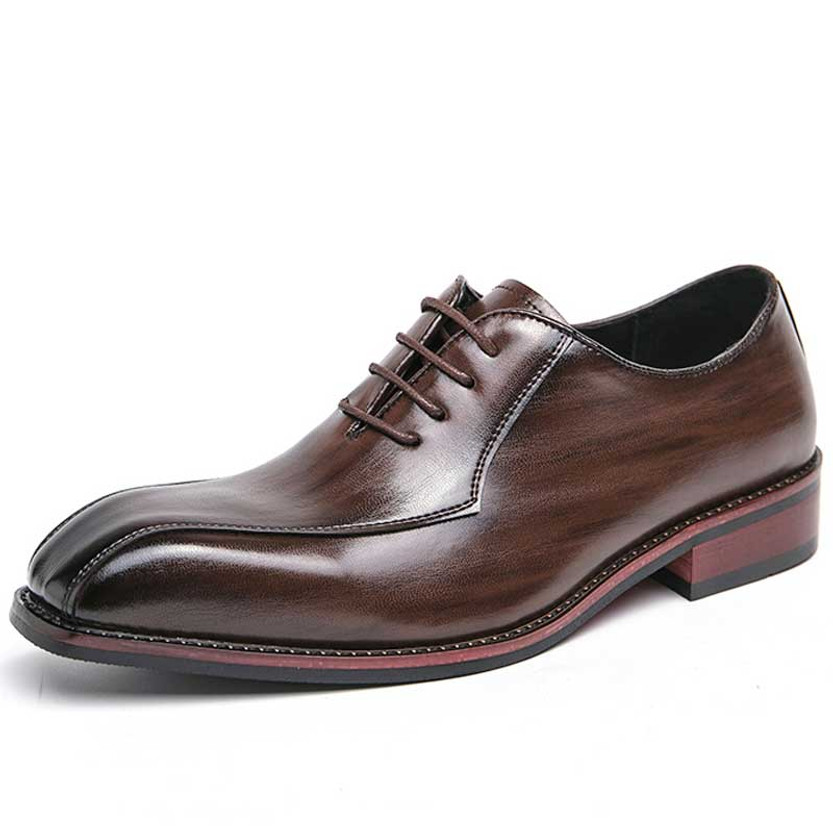 Men's brown retro stripe accents oxford dress shoe 01