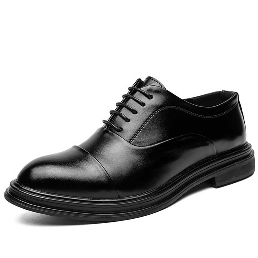 Men's black retro cap toe oxford dress shoe 01