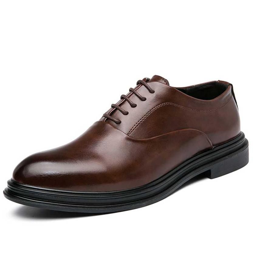 Men's brown retro plain oxford dress shoe 01