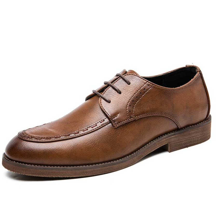 Men's brown urban retro brogue derby dress shoe 01