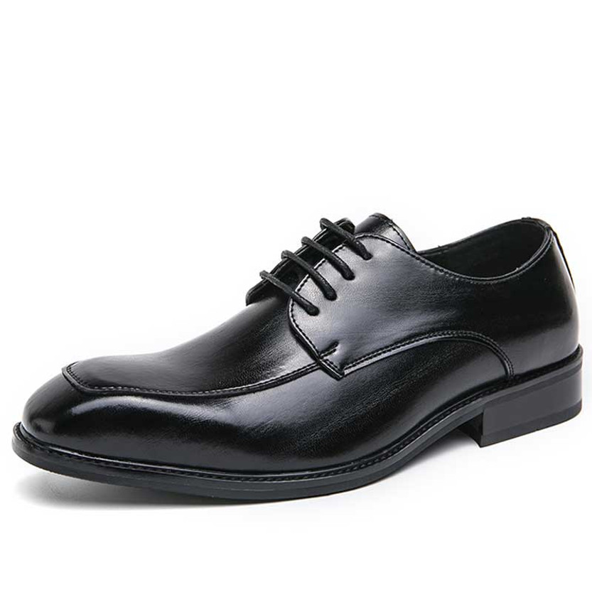 Men's black retro accent square toe derby dress shoe 01