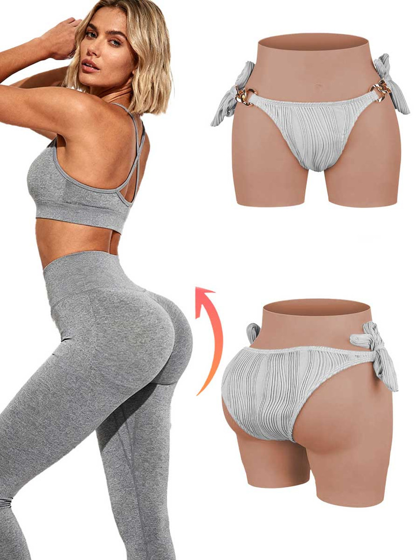 Silicone pants butt lift pads shape underwear 1.1 cm / 0.43 inch buttocks enhancers open crotch for women, crossdresser, transgender, drag queen 01