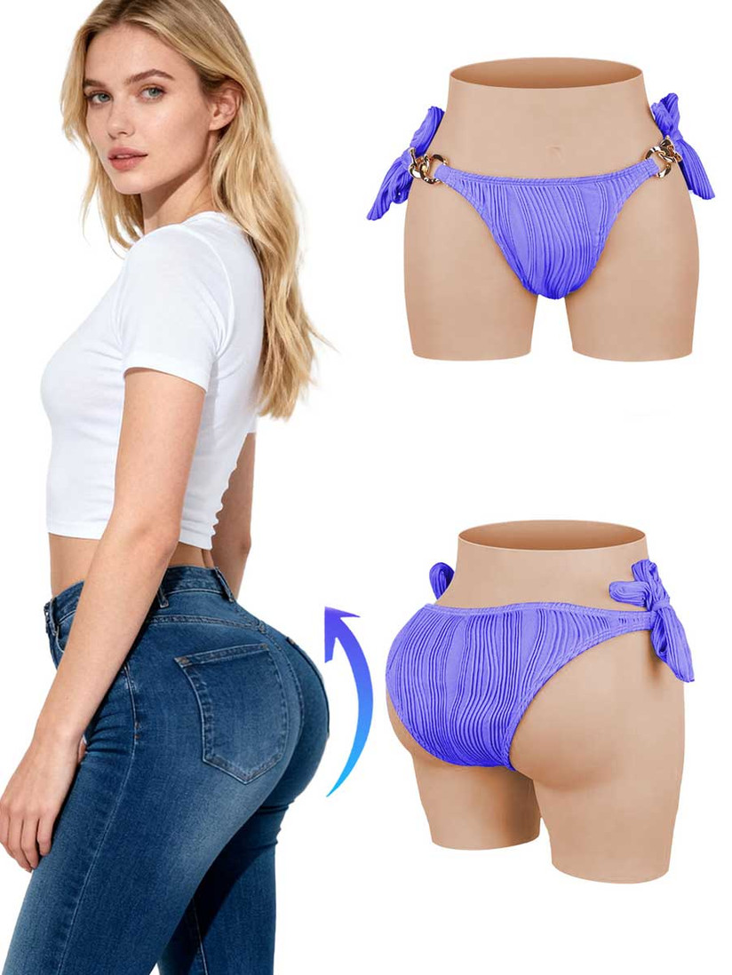 Silicone pants butt lift pads shape underwear 1.2 cm / 0.47 inch buttocks enhancers open crotch for women, crossdresser, transgender, drag queen 01