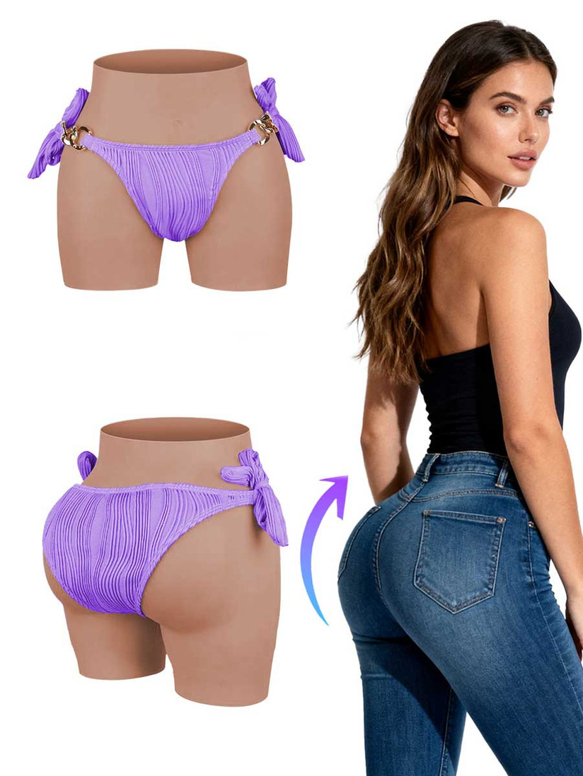 Silicone pants butt lift pads shape underwear 1.3 cm / 0.51 inch buttocks enhancers open crotch for women, crossdresser, transgender, drag queen 01