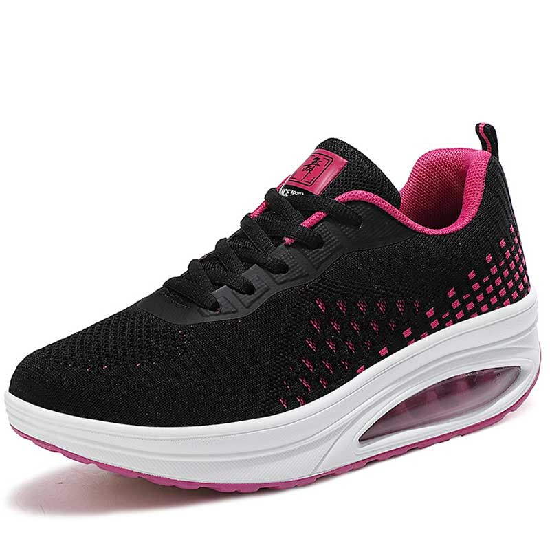 Women's black red flyknit Japanese kanji pattern rocker bottom shoe sneaker 01
