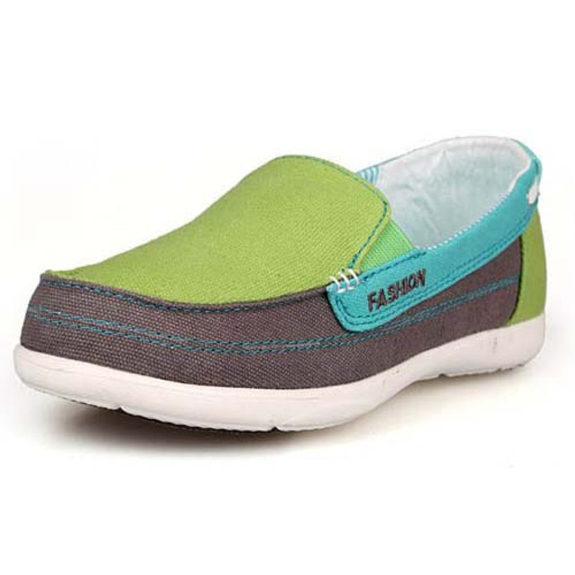 Green multi color fashion label cambric slip on sneaker 01