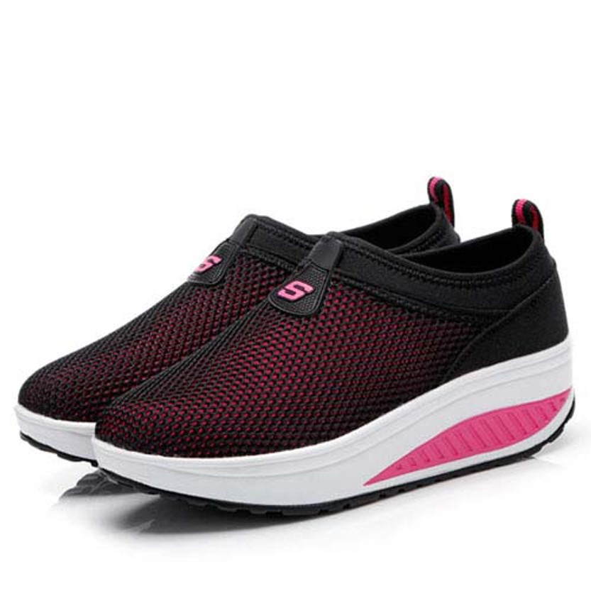 Black red leather slip on rocker bottom shoe sneaker | Free shipping ...