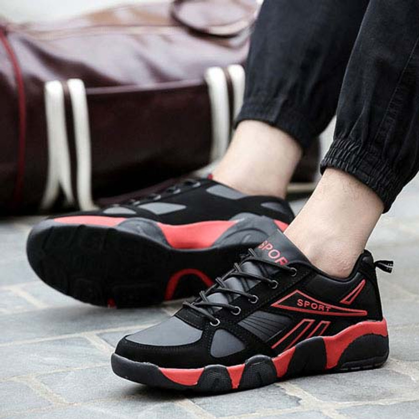 Black red pattern print leather lace up shoe sneaker | Mens shoes ...