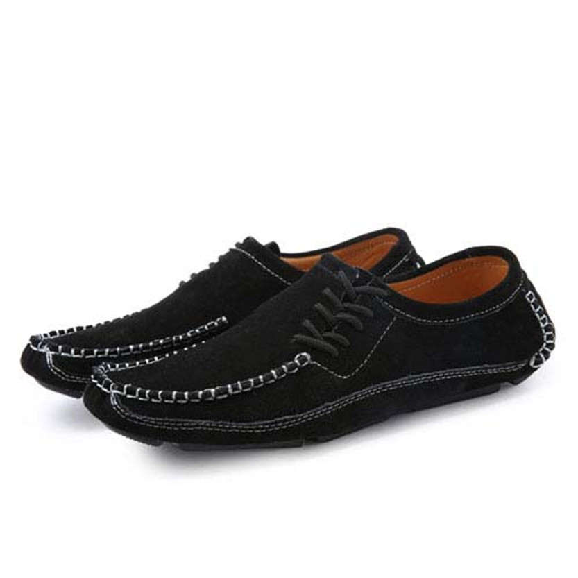 Black urban casual suede leather slip on shoe loafer | Mens shoes ...