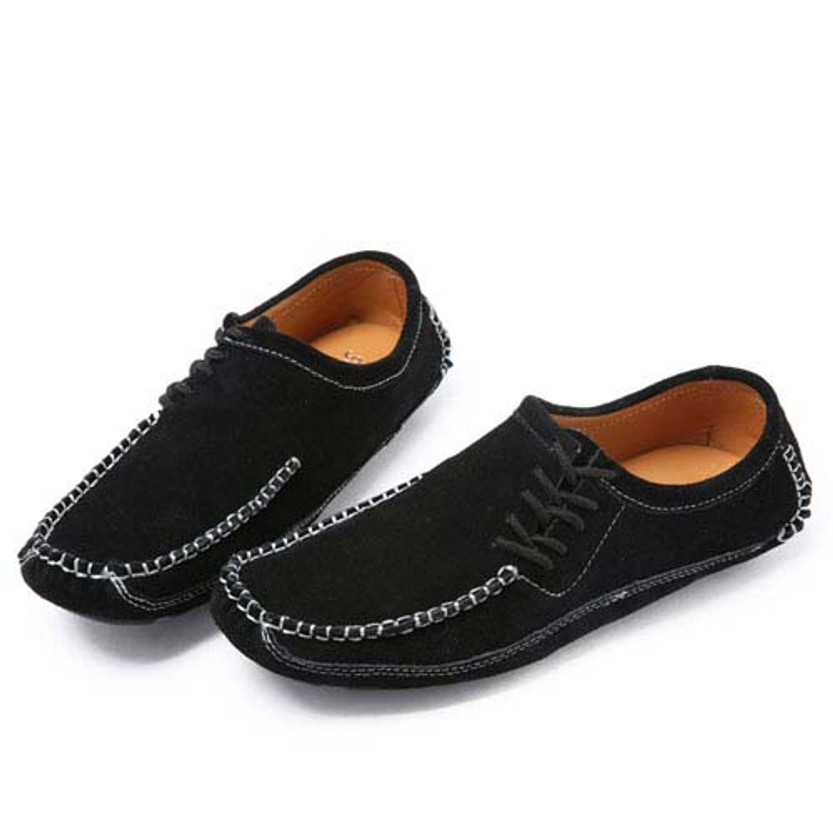 Black urban casual suede leather slip on shoe loafer | Mens shoes ...
