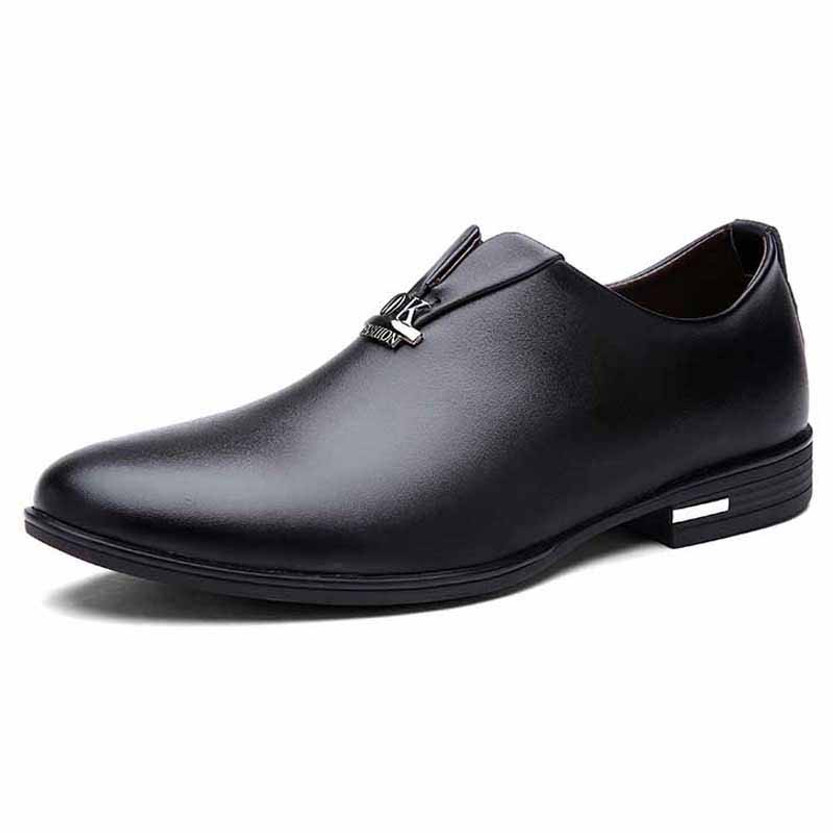 black leather formal shoes