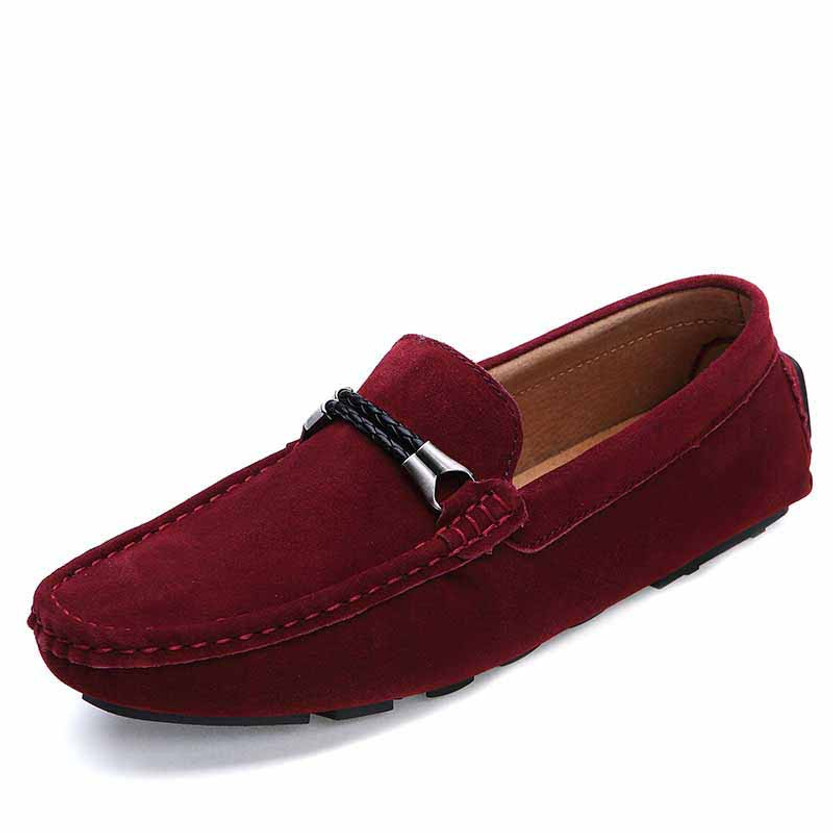 Red twin rope leather slip on shoe loafer 01