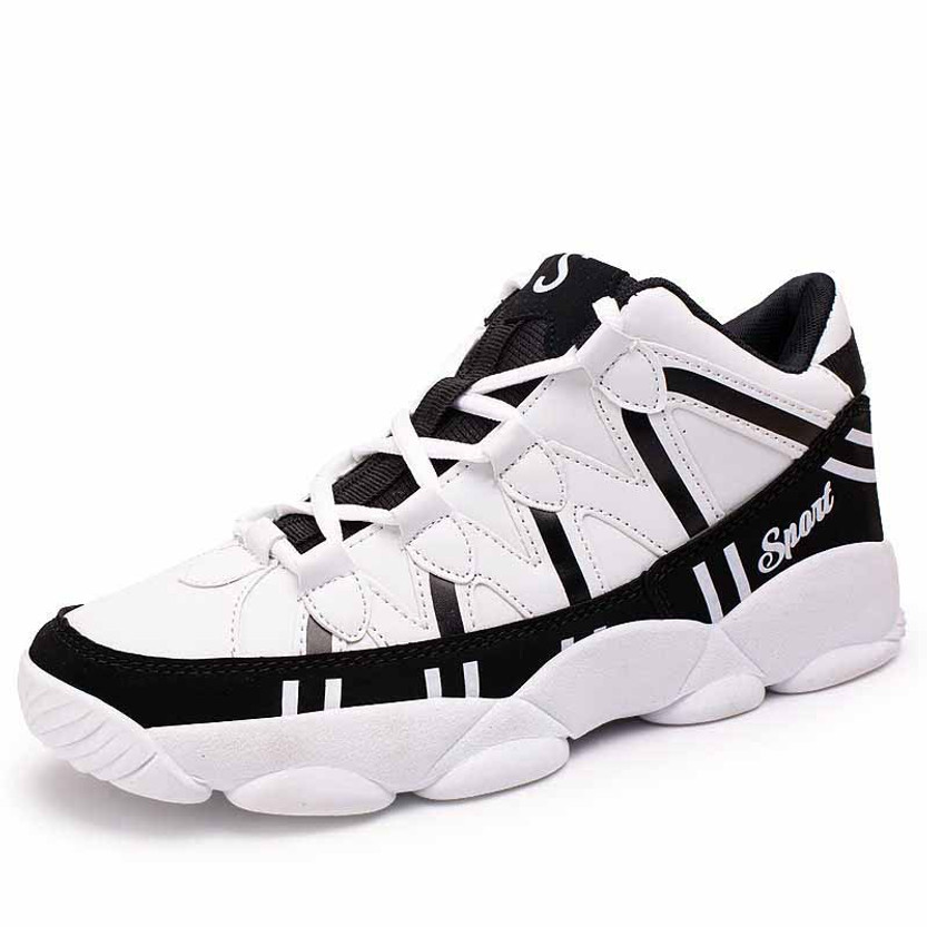 White black pattern leather sport shoe sneaker 01