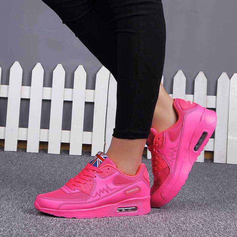 Pink pattern leather air sole sport shoe sneaker | Womens sneakers ...