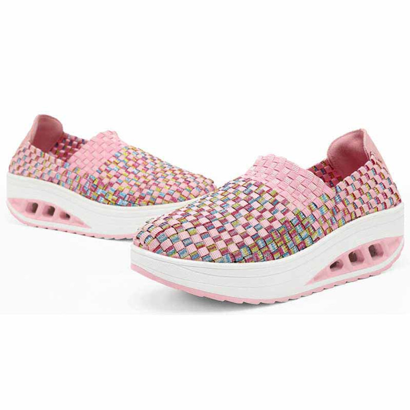 Pink weave check slip on rocker bottom shoe sneaker | Womens rocker ...