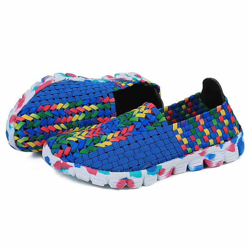 Blue multi color weave pattern slip on shoe sneaker | Womens sneakers ...