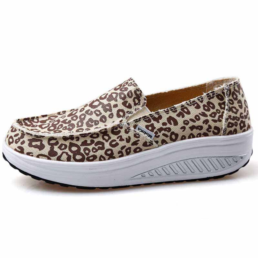 leopard canvas slip on shoes