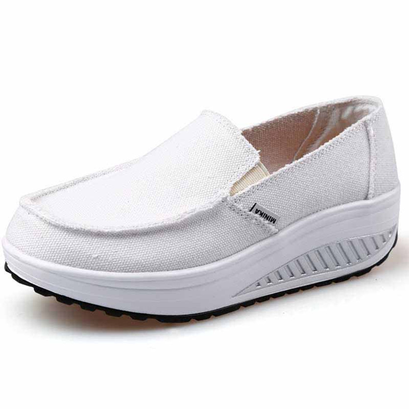 White simple canvas slip on rocker bottom shoe sneaker 01