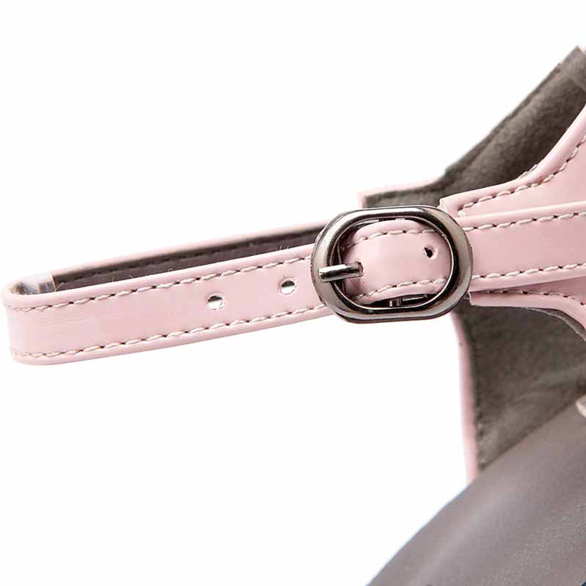 Pink buckle strap leather chunky heel shoe sandal | Womens heel sandals ...
