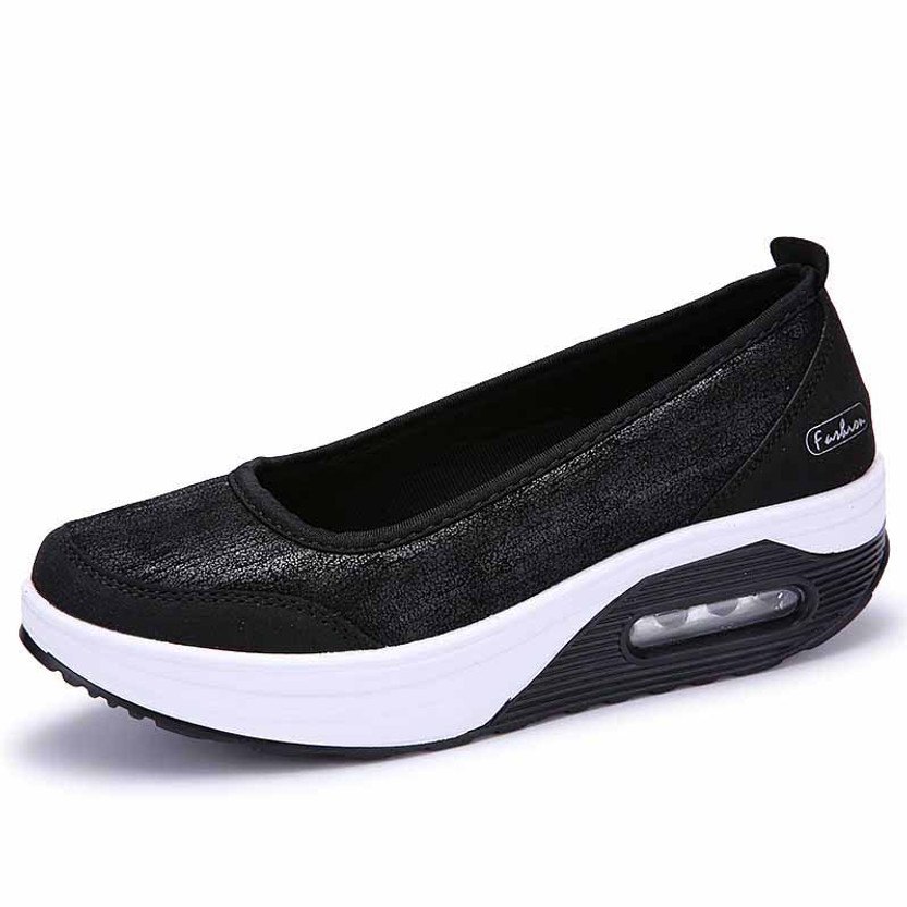 Black leather low cut slip on rocker bottom shoe sneaker 01