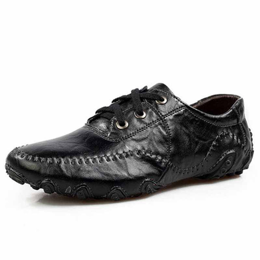 Black classic casual leather lace up shoe 01